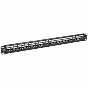 Eaton Tripp Lite Series 24-Port 1U Rack-Mount STP Shielded Cat6a Feedthrough Patch Panel, RJ45 Ethernet, TAA