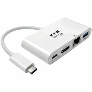 Eaton Tripp Lite Series USB-C Multiport-Adapter - HDMI, USB 3.x (5 Gbit/s) Hub-Port, Gigabit-Ethernet, 60 W PD-Laden, HDCP, Weiß