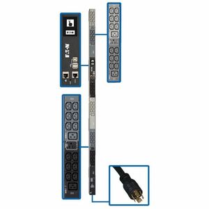 Eaton 5.8kW 208/120V 3PH Monitored PDU - LX Interface, Gigabit, 45 Outlets, L21-20P Input, LCD, 1.8 m Cord, 0U 1.8 m Height, TAA