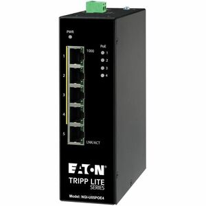 Eaton Tripp Lite Serie 5-Port Unmanaged Industrial Gigabit Ethernet Switch - 10/100/1000 Mbit/s, PoE+ 30 W, -10° bis 60°C, DIN-Montage, TAA