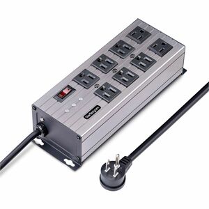 StarTech.com 8-Outlet Industrial Power Strip 125V/15A, EMI/RFI Isolation, Surge Protection, Mountable PDU, 12ft NEMA 5-15P Cord, UL Listed - PEGASUSS 