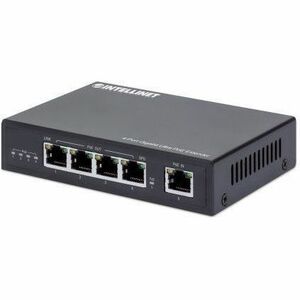 Intellinet 4-Port Gigabit Ultra PoE Extender, Adds up to 100 m (328 ft.) to PoE Range, 90 W PoE Power Budget, Four PSE Ports with up to 30 W Output, IEEE 802.3bt/at/af Compliant, Metal Housing