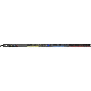 Eaton Managed rack PDU, 0U, L21-30P input, 8.64 kW max, 120/208V, 24A, 10 ft cord, Three-phase, Outlets: (1) 5-20R, (21) C13 Outlet grip, (6) C19 Outlet grip - TAA compliant. - PEGASUSS 