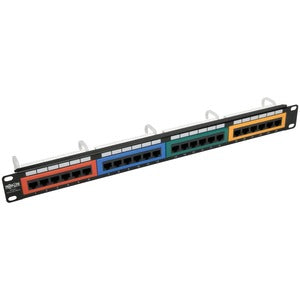 Tripp Lite by Eaton 24-Port 1U Rack-Mount 110-Type Color-Coded Patch Panel, RJ45 Ethernet,568B, Cat6 - PEGASUSS 