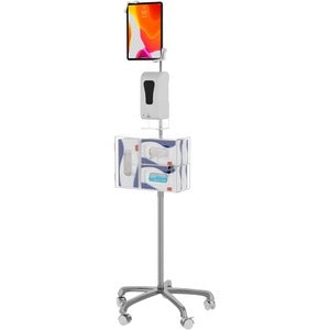 CTA Digital Heavy-Duty Gooseneck Floor Stand for 7-13 Inch Tablets with Sanitizing Station & Automatic Soap Dispenser - PEGASUSS 