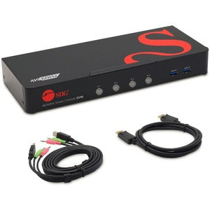 SIIG 4 Port 4K 60HZ DisplayPort 1.2 KVM Switch with USB 3.0 and Multi-Media ports - PEGASUSS 