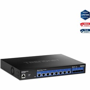 TRENDnet 12-Port 10G Web Smart Switch, 8 x 10G RJ-45 Ports, 4 x SFP+ Slots, VLAN, QoS, LACP, and IPv6 Support, Web Smart Management, Rack Mountable Housing, Lifetime Protection, Black, TEG-7124WS - PEGASUSS 