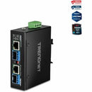TRENDnet 2-Port Industrial SFP to Gigabit PoE++ Media Converter, TI-BF22SFP, IP30 Metal Housing, Power Supply (Model TI-S15052) Sold Separately, Black - PEGASUSS 