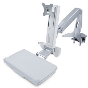 StarTech.com Sit-Stand Monitor Arm, Keyboard Tray, Desk Mount Sit-Stand Workstation up to 27 inch VESA Display, Standing Desk Converter - PEGASUSS 