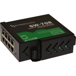 Brainboxes Hardened Industrial Ethernet 8 Port Switch DIN Rail Mountable - PEGASUSS 