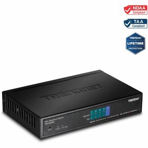 TRENDnet 5-Port Gigabit EdgeSmart PoE+ Switch, 4 x Gigabit PoE+ Ports, 1x Gigabit Port, 31W PoE Power Budget, Managed PoE+ Switch, Wall mountable, Lifetime Protection, Black, TPE-TG50ES - PEGASUSS 