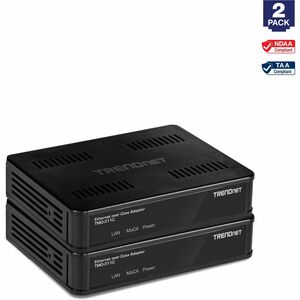 TRENDnet Ethernet Over Coax Adapter,(2-Pack), Backward Compatible with MoCA 2.0, Gigabit LAN Port, Supports Net Throughput Up to 1Gbps, Supports Up to 16 Nodes on One Network, Black, TMO-311C2K - PEGASUSS 