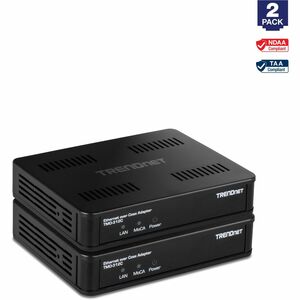TRENDnet Ethernet Over Coax MoCa 2.5 Adapter (2-Pack), TMO-312C2K, Backward Compatible with MoCA 2.0/1.1/1.0, RJ-45 Gigabit LAN Port, Supports Net Throughput up to 1Gbps, Support up to 16 Nodes, Black - PEGASUSS 