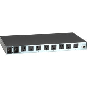 Black Box Horizontal Rackmount Remote Power Manager - 100-120-VAC, Dual-Circuit, 15-Amp, (8) NEMA 5-15 Outlet - PEGASUSS 