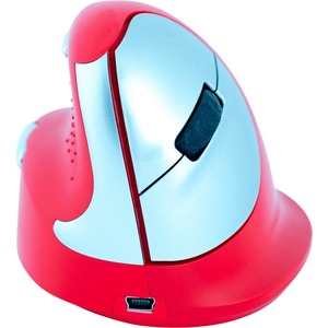 R-Go HE Sport ergonomic mouse, vertical mouse, prevents RSI, medium (hand length 165-185mm), left handed, wireless Bluetooth connection, red - PEGASUSS 