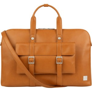 Moshi Treya Briefcase - Caramel Brown, Two-in-one Messenger, Briefcase for Laptops up to 13" , Vegan Leather, Removable Clutch, RFID Pocket - PEGASUSS 
