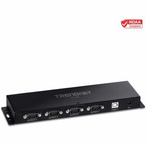 TRENDnet TU-S4, 4-Port USB to Serial RS232 Hub, Black - PEGASUSS 