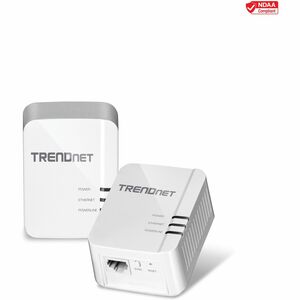 TRENDnet Powerline 1300 AV2 Adapter Kit, Includes 2 x TPL-422E Powerline Ethernet Adapters, IEEE 1905.1 & IEEE 1901, Gigabit Port, Range Up To 300m (984 ft), Simple Installation, White, TPL-422E2K - PEGASUSS 