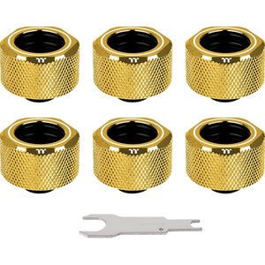 Thermaltake Pacific G1/4 PETG Tube 16mm OD Compression - Gold (6-Pack Fittings) - PEGASUSS 