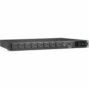 PDU monofásica con ATS y monitoreo de Eaton Tripp Lite, serie 1,44 kW y 120 V, 8 tomacorrientes NEMA 5-15R, dos entradas 5-15P, cables de 12 pies, 1 U, TAA