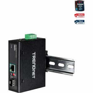 TRENDnet Hardened Industrial SFP to Gigabit UPoE Media Converter; IP30 Rated Housing; Includes DIN-rail & Wall Mounts; Operating Temp. -40 to 75 ?C (-40 to 167 ?F); TI-UF11SFP - PEGASUSS 