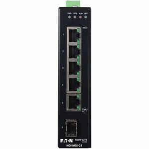 Eaton Tripp Lite Series 5-Port Managed Industrial Gigabit Ethernet Switch - 10/100/1000 Mbps, GbE SFP Slot, -40&deg; to 75&deg;C, DIN Mount, TAA - PEGASUSS 