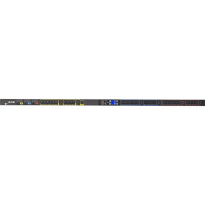 Eaton Metered Input rack PDU, 0U, L21-30P input, 8.64 kW max, 120/208V, 24A, 10 ft cord, Three-phase, Outlets: (1) 5-20R, (30) C13 Outlet grip, (6) C19 Outlet grip