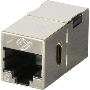 Black Box Cat6 Coupler - Shielded, Straight-pin, Silver, 10-pack