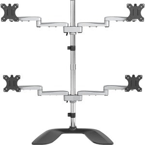 StarTech.com Quad Monitor Stand, Desktop VESA 4 Monitor Arm up to 32" (17.6lb/8kg) Screens, Ergonomic Articulating Pole Mount, Adjustable