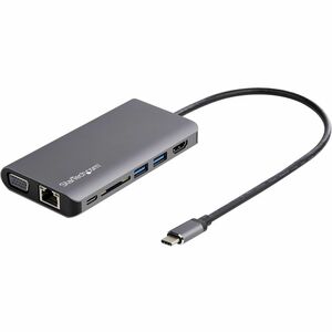 StarTech.com USB C Multiport Adapter - USB-C Mini Travel Dock w/ 4K HDMI or 1080p VGA - 100W PD Pass-Through, 3x USB, SD, GbE, Audio