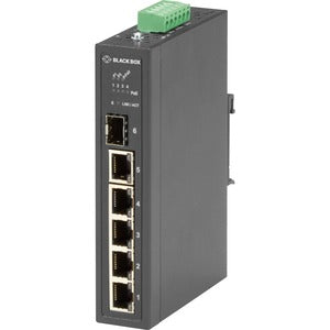 Black Box Industrial Ethernet PoE+ Switch - Unmanaged, Extreme Temperature, 6-Port