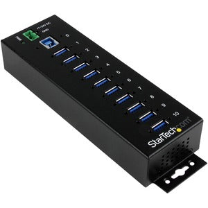 StarTech.com 10-Port Industrieller USB 3.0 Hub - ESD- und Überspannungsschutz - DIN-Schienen- oder oberflächenmontierbares Metallgehäuse