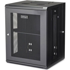 StarTech.com 4-Post 15U Wall Mount Network Cabinet, 19" Hinged Wall-Mounted Server Rack for Data / IT Equipment, Lockable Rack Enclosure