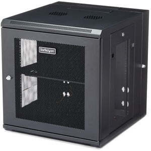 StarTech.com 4-Post 12U Wall Mount Network Cabinet, 19" Hinged Wall-Mounted Server Rack for IT Equipment, Flexible Lockable Rack Enclosure