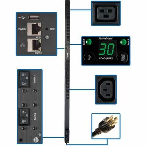 Eaton 5.5kW Single-Phase Monitored PDU with LX Platform Interface, 208/230V Outlets (20 C13 & 4 C19), L6-30P, 0U, TAA