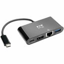 Eaton Tripp Lite Series USB-C Multiport Adapter - 4K HDMI, USB 3.x (5Gbps) Hub Port, GbE, 60W PD Charging, HDCP, Black - PEGASUSS 