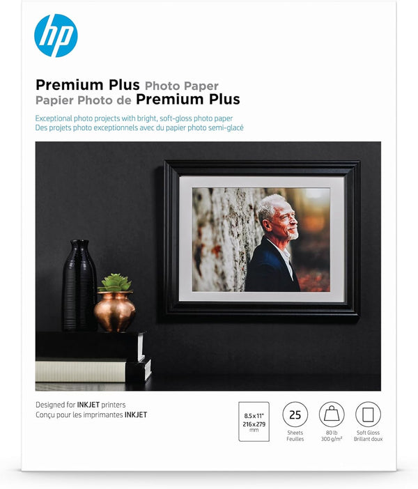 (Cr671A)Premium plus Photo Paper, Satin,White,8.5X11 In, 25 Sheets