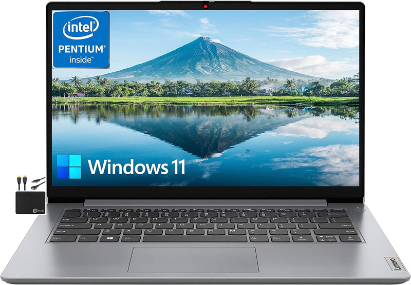 Ideapad 2023 Newest 14'' HD Laptop Computer Business,Quad Core Intel Pentium N5030 (Upto 3.1Ghz),4Gb RAM,128GB Emmc,Wifi,Webcam,10+ Hours Battery,Microsoft 365,Win 11S+Marxsolcables Cloud Grey
