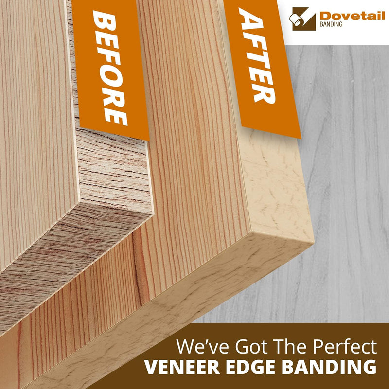 Dovetail Birch Edge Banding Wood Veneer Tape 50Ft 3/4 Inch Wide | Pre-Glued, Long Thin Real Wood Veneer Strips | Iron-On Wood Veneer Edging