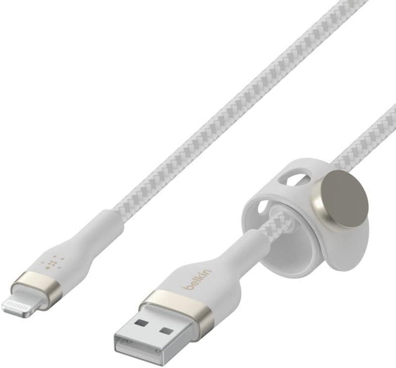 Boostcharge Pro Flex Braided USB Type a to Lightning Cable (3M/10FT), Mfi Certified Charging Cable for Iphone 14, 13, 12, 11, Pro, Max, Mini, SE, Ipad and More - White