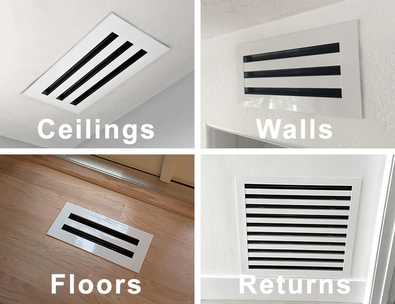 8X4 Modern AC Vent Cover - Decorative White Air Vent - Standard Linear Slot Diffuser - Register Grille for Ceiling, Walls & Floors -