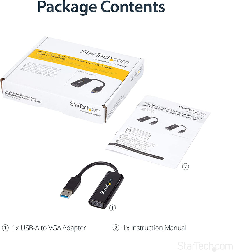 USB 3.0 to VGA Adapter, USB to VGA Monitor Converter for Windows, Slim (No Support for Macos/Chromeos/Linux)