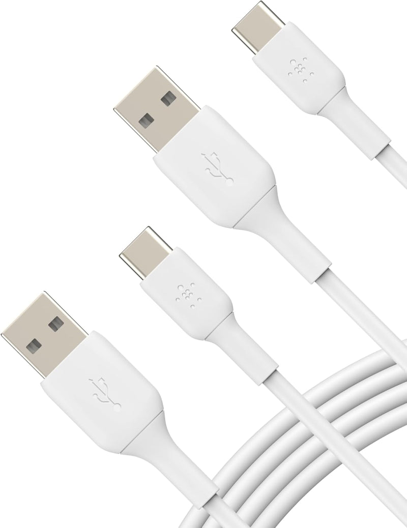 Boostcharge USB-C Cable (1M/3.3Ft), USB-C to USB-A Cable, USB Type-C Cable for Iphone 16 Series, Samsung Galaxy S24, S24+, Note20, Pixel 8, Ipad Pro, Nintendo Switch, & More - White (2-Pack)