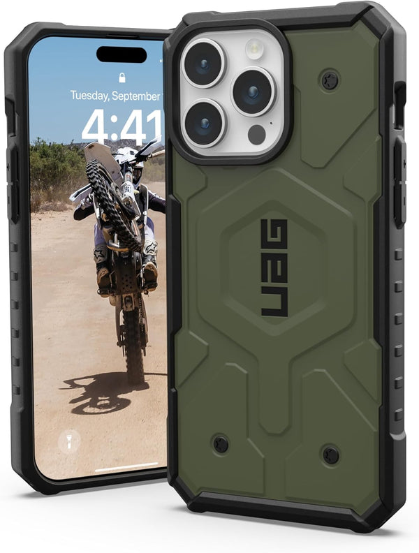 URBAN ARMOR GEAR UAG [Updated Ver] Compatible with Iphone 15 Pro Max Case 6.7" Pathfinder Olive Drab Built-In Magnet Compatible with Magsafe Charging Rugged Military Grade Dropproof Protective Cover