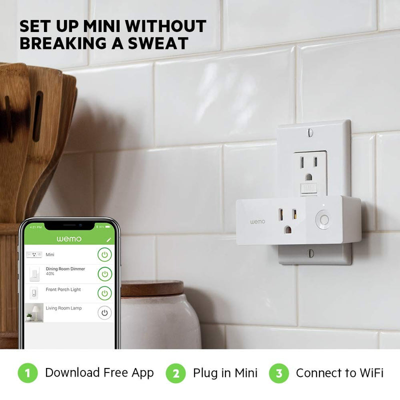 Wemo Mini Smart Plug, Wifi Enabled, Works with Alexa, Google Assistant & Apple Homekit