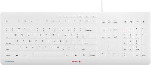 Cherry Stream Protect Keyboard for the Medical Industry Full Size Removable Cover for Hospital, Dentist, Cleanroom, Laboratory and Industrial. Fast to Clean and Flexible Silicone