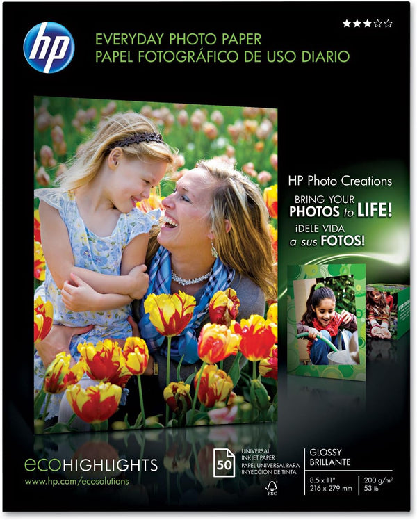 HP Q8723A Everyday Photo Paper, Glossy, 8-1/2 X 11, 50 Sheets/Pack