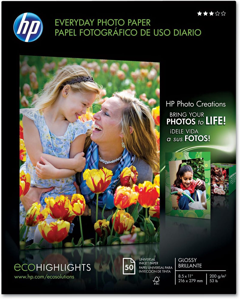 HP Q8723A Everyday Photo Paper, Glossy, 8-1/2 X 11, 50 Sheets/Pack