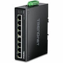 TRENDnet 8-Port Hardened Industrial Unmanaged Gigabit PoE+ DIN-Rail Switch, 200W Full PoE+ Power Budget, 16 Gbps Switching Capacity, IP30 Rated Network Switch, Lifetime Protection, Black, TI-PG80 - PEGASUSS 