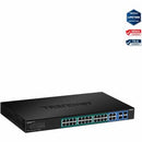 TRENDnet 28-Port Web Smart PoE+ Switch; 24 x Gigabit PoE+ Ports; 4 x Shared Gigabit Ports (RJ-45 or SFP); VLAN; QoS; LACP; IPv6 Support; 370W PoE Power Budget; Lifetime Protection; TPE-5028WS - PEGASUSS 